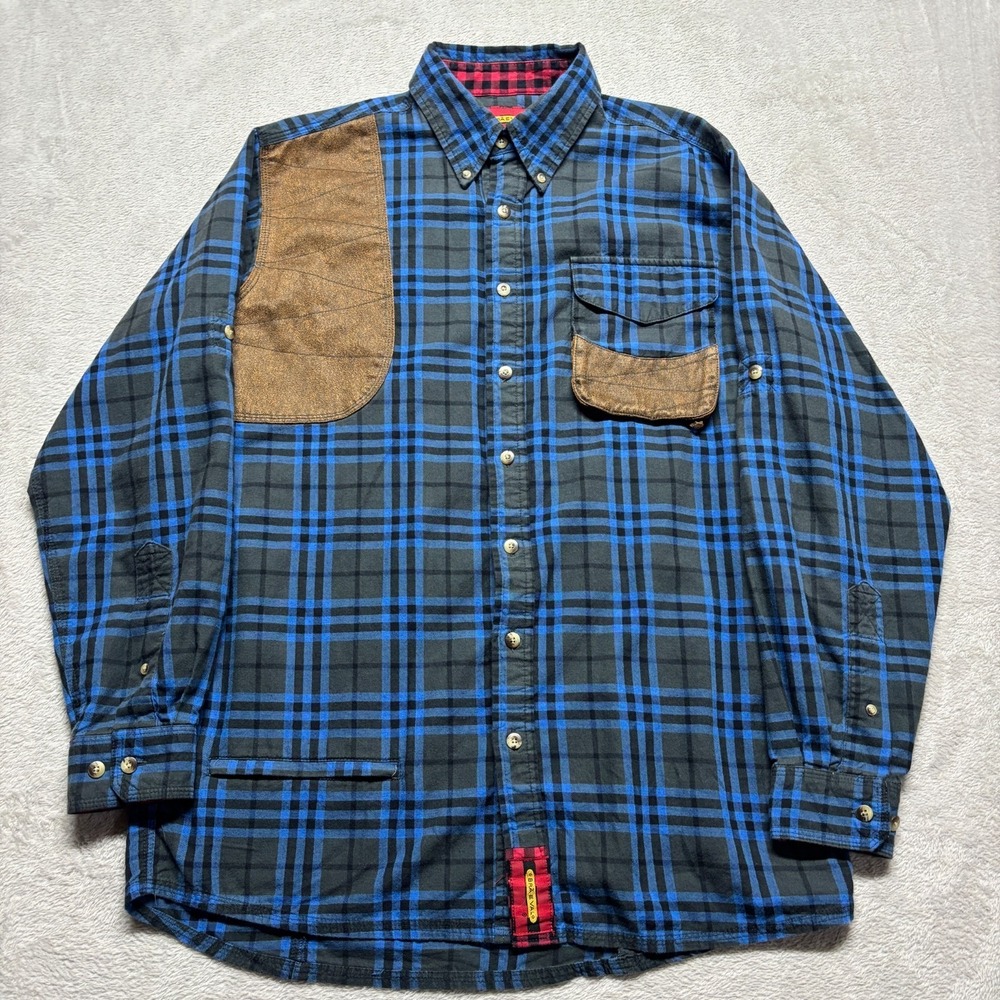 BRAEVAL Artemis Hunting Shooting Shirt Mens M Tiera Merino Wool Blend Blue Plaid